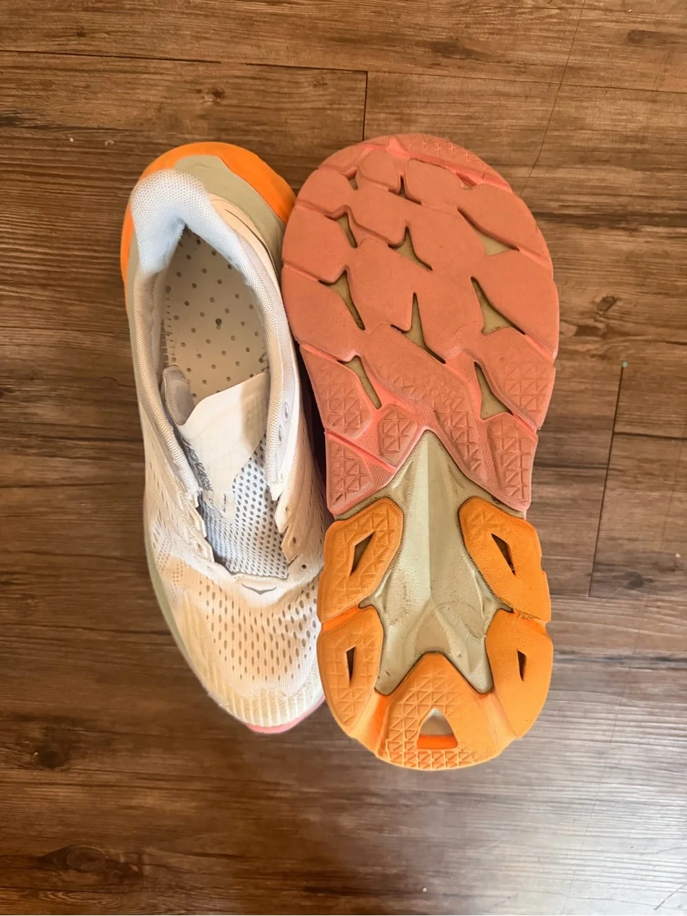 HOKA Clifton Edge Men's White/Pink/Orange/Gray Lace-Up Low Top Rubber Sneaker